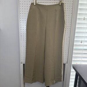 Nine West High Rise Pintuck Wide Leg Pants Women's Size 6 Tan‎ Relaxed Fit NWT